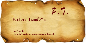 Paizs Tamás névjegykártya